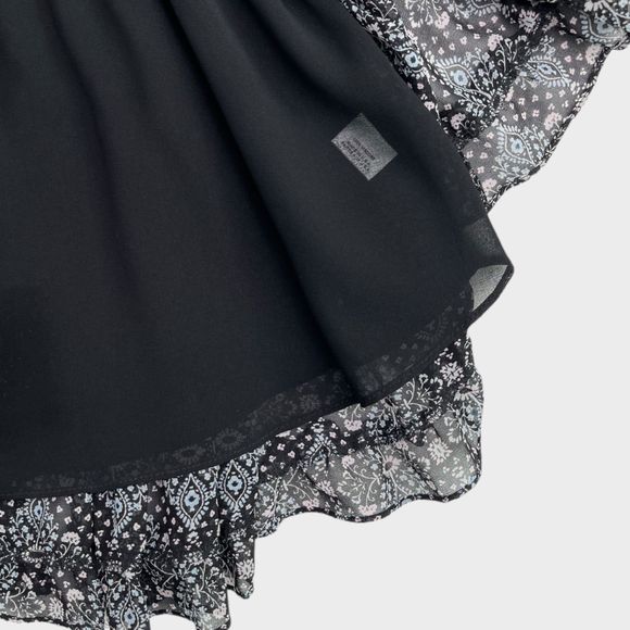 MISA Los Angeles Printed Split-Neck Blouson Tiered Ruffle Mini Dress Size Small - Picture 11 of 15